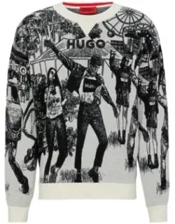 Relaxed-fit Sweater With Signature Jacquard And Crew Neckline