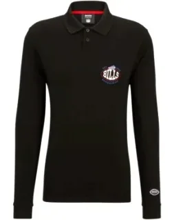 Boss X Nfl Long-sleeved Polo Shirt With Collaborative Branding And Long-sleeved Features