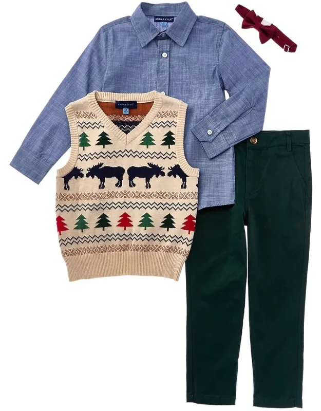 Sweater Vest, Button-down & Twill Pants Set