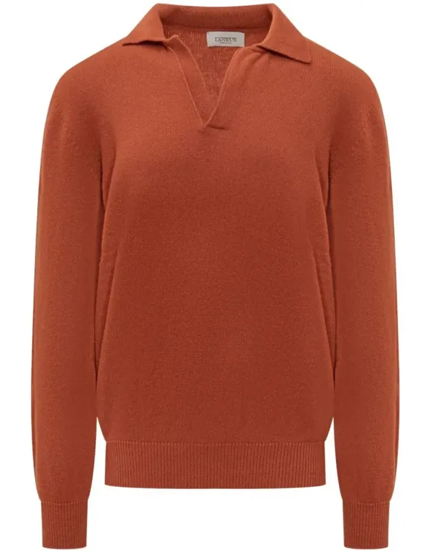 Sweater With Collar And V-neckline