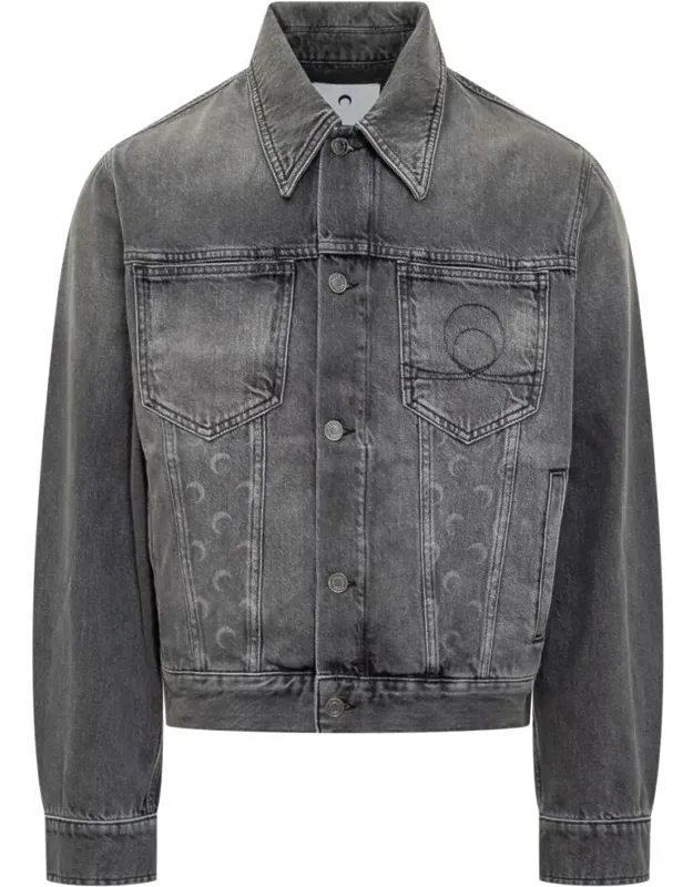 Denim Jacket With Lunar Patterning
