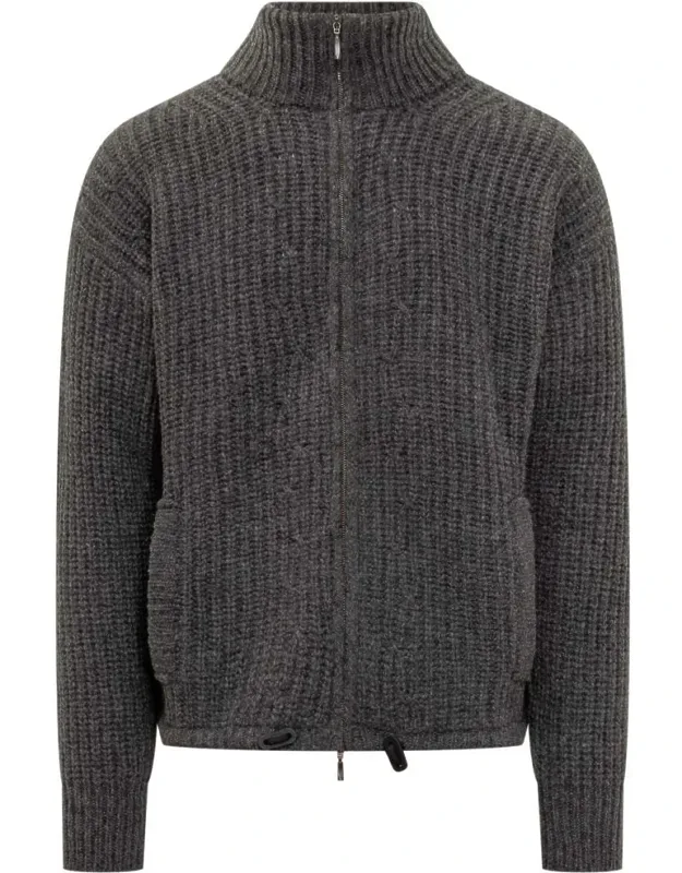 Cardigan With Zip And High Collar