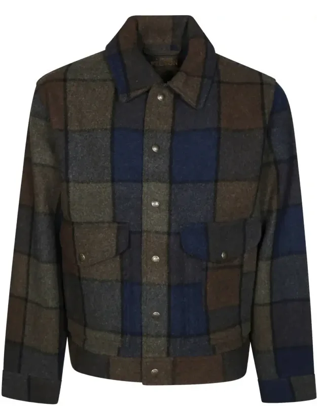 Checkered Pattern Shirt Jacket With Buttoned Cuffs