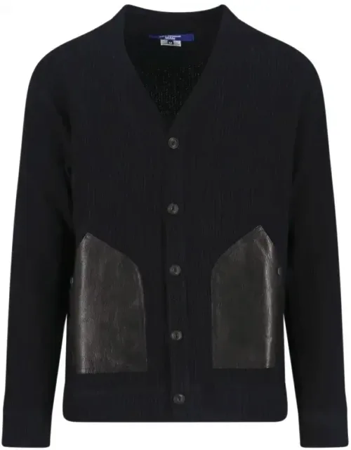 Ribbed Cotton And Leather Cardigan