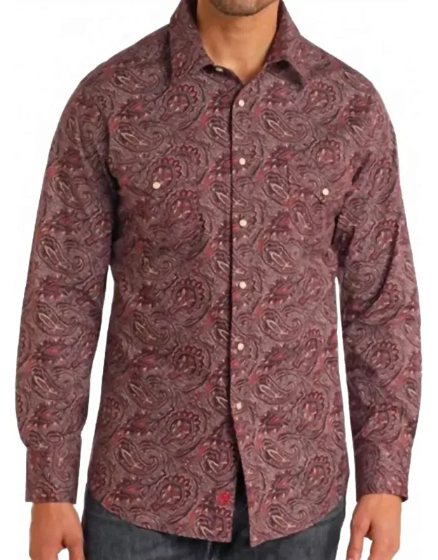 Paisley Printed Long Sleeve Snap Shirt