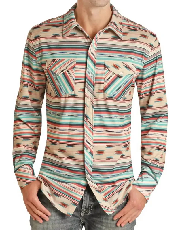 Aztec Stripe Button Down Shirt