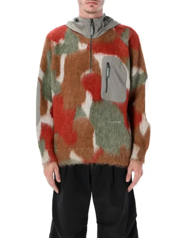 Shaggy Knit Hoodie With Relaxed Fit