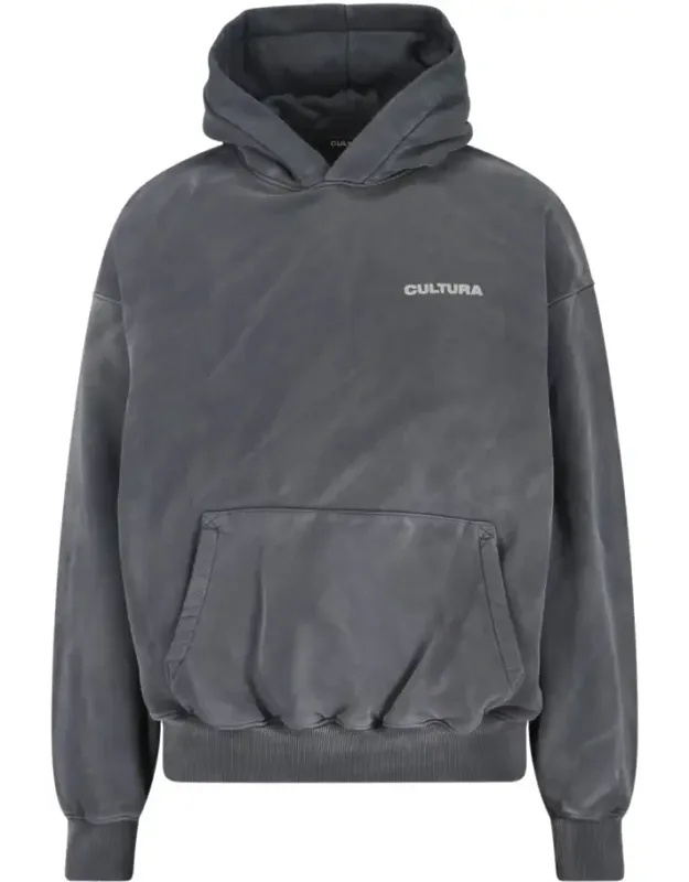 Hoodie With Logo, Worn Effect