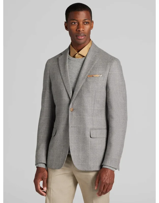 Reserve Collection Tailored Fit Windowpane Plaid Sportcoat