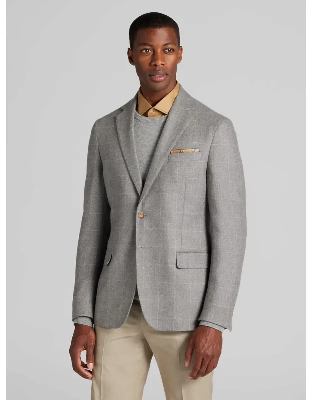 Tailored Fit Windowpane Plaid Sportcoat