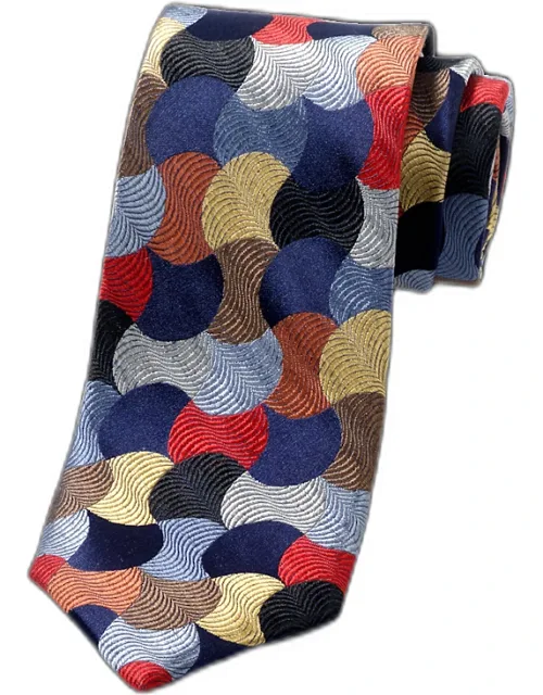 Geometric Woven Tie - Silk, Approximately 3 1/8'' Width