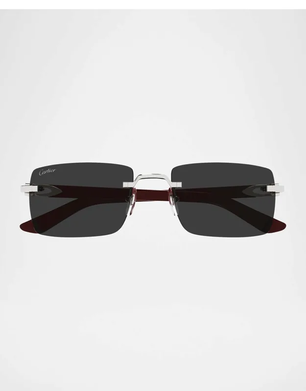 Rimless Metal C-hinge Rectangle Sunglasses