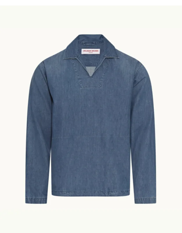 Washed Indigo Relaxed Fit Overhead Denim Shirt