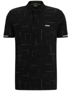 Cotton-jersey Polo Shirt With Tonal Printed Pattern