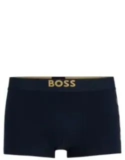 Stretch-cotton Trunks With Metallic-effect Logos