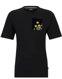 Interlock Cotton T-shirt With Faux Flower Petals