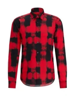 Slim-fit Abstract-print Cotton Canvas Shirt