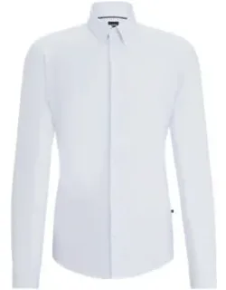 Slim-fit Shirt With Kent Collar In Printed Material