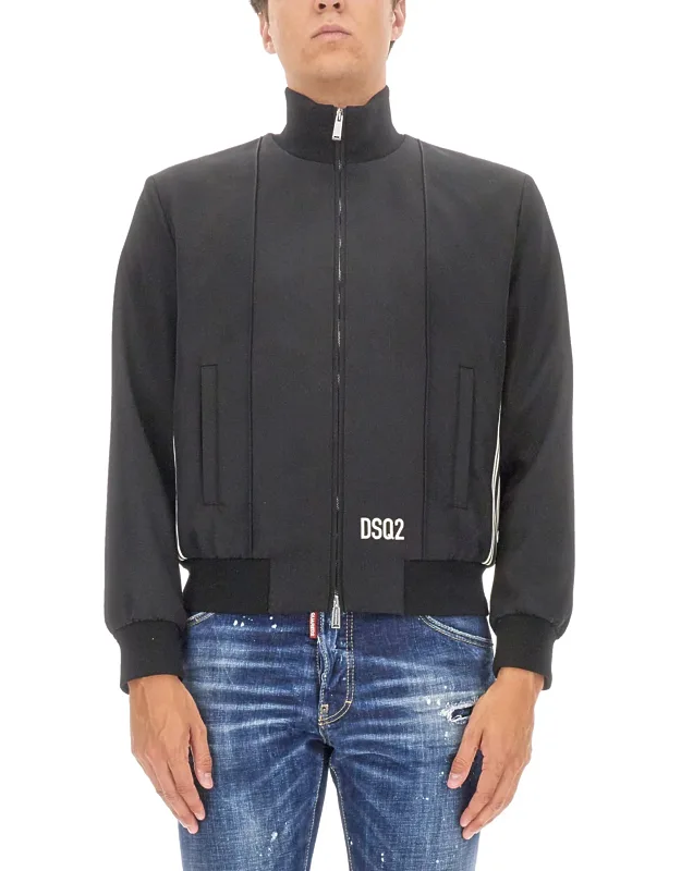 _dsquared Bomber Jacket Regular Fit 55% Polyester 45% Virgin Wool Made In Italia_