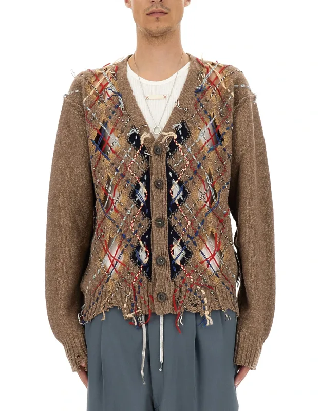 Cardigan With Diamond Pattern