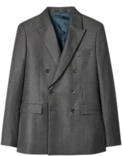Check Wool Double-breasted Blazer