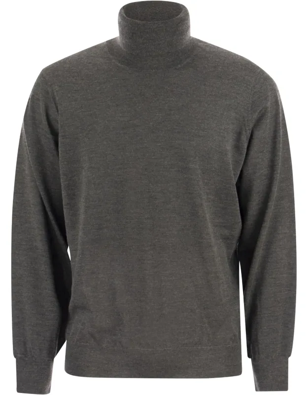 Lightweight Turtleneck Sweater In Cashmere And Silk