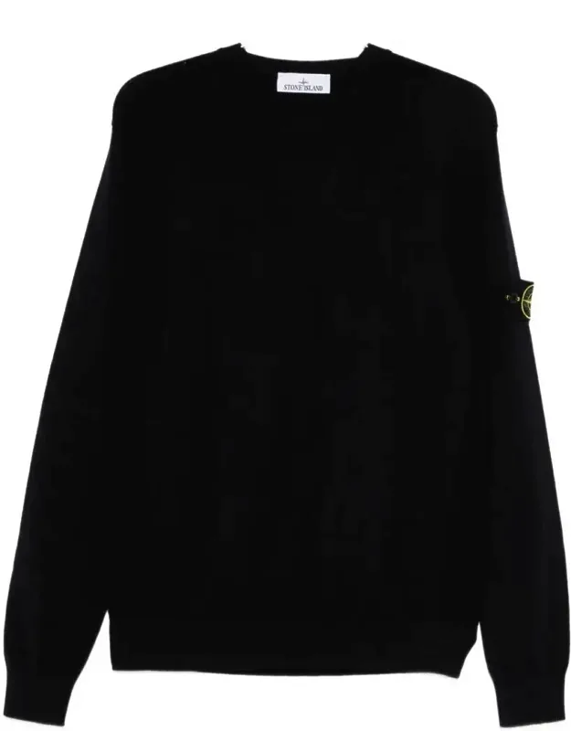 Crew Neck Sweater With Logo Patch