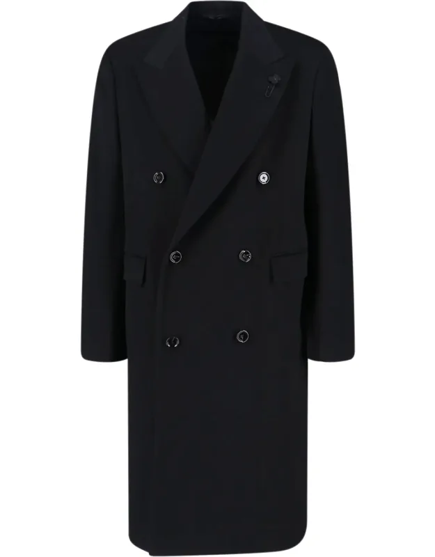 Lardini Double-breasted Coat 100% Virgin Wool