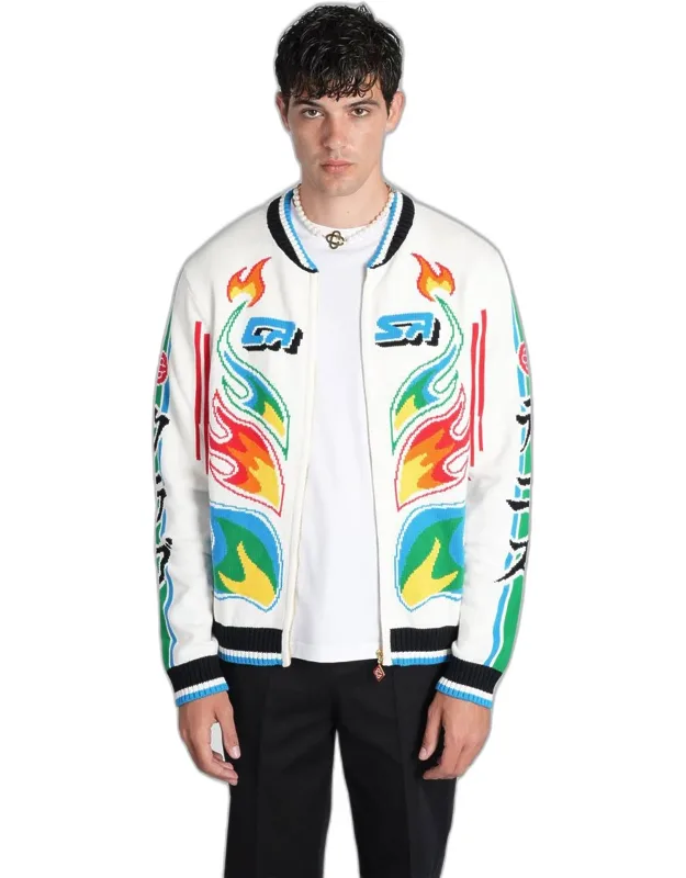 Knitwear Bomber Collar Zip Closure