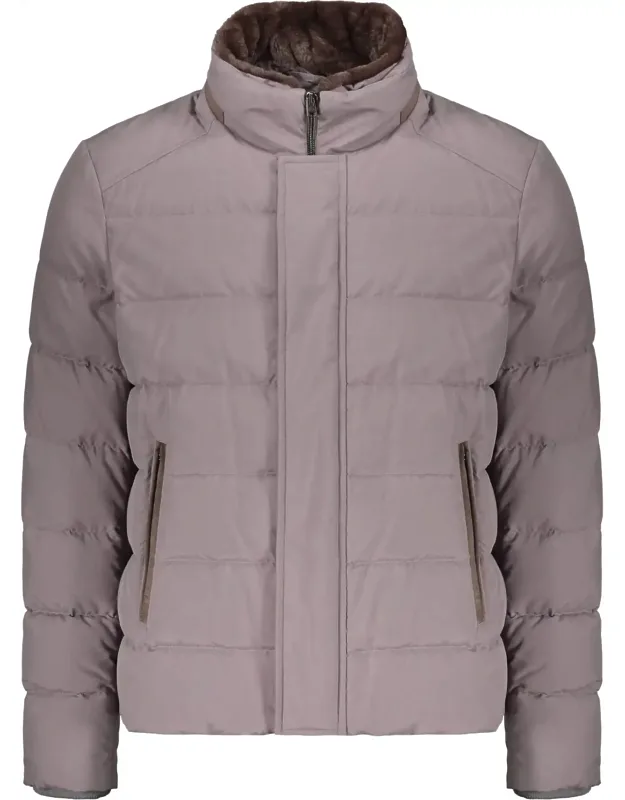 Down Jacket With Zipper And Automatic Buttons