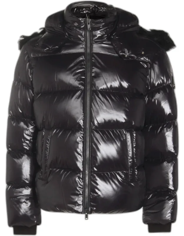 Down Jacket With High Collar And Hood
