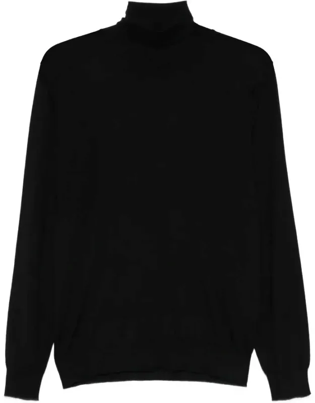 Turtleneck Ribbed Trim Long Sleeves Straight Hem