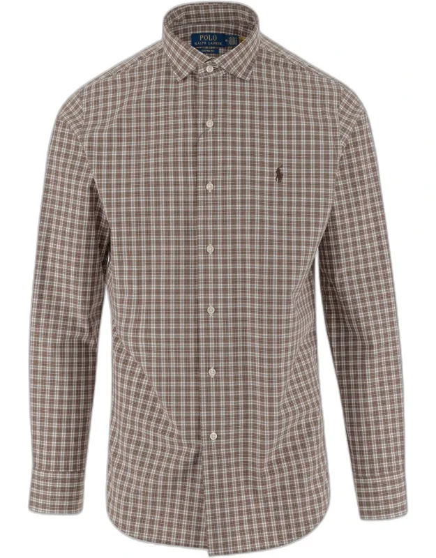 Stretch Cotton Shirt With Plaid Pattern