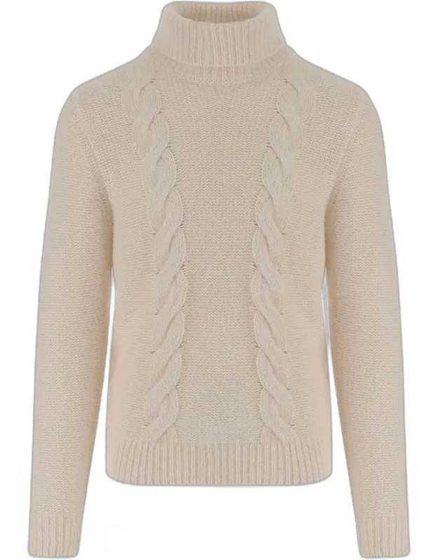 Cotton And Alpaca Cable Knit Sweater