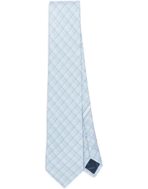 Tie With Geometric Pattern And Narrow Tip