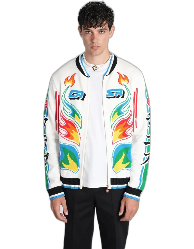 Knitwear With Bomber Collar And Zip Closure