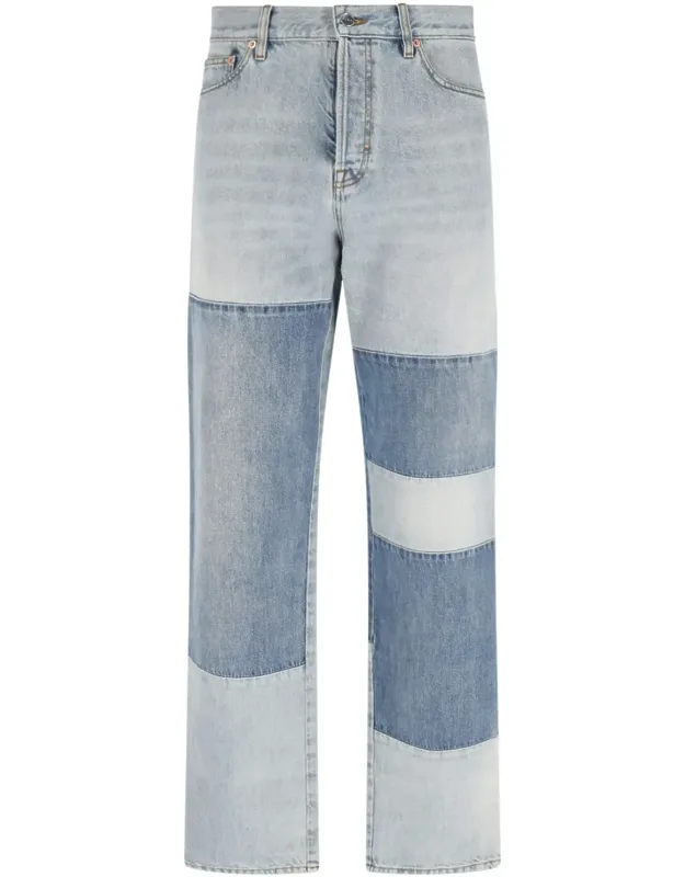 Straight Jeans With Distressed Wash And Denim