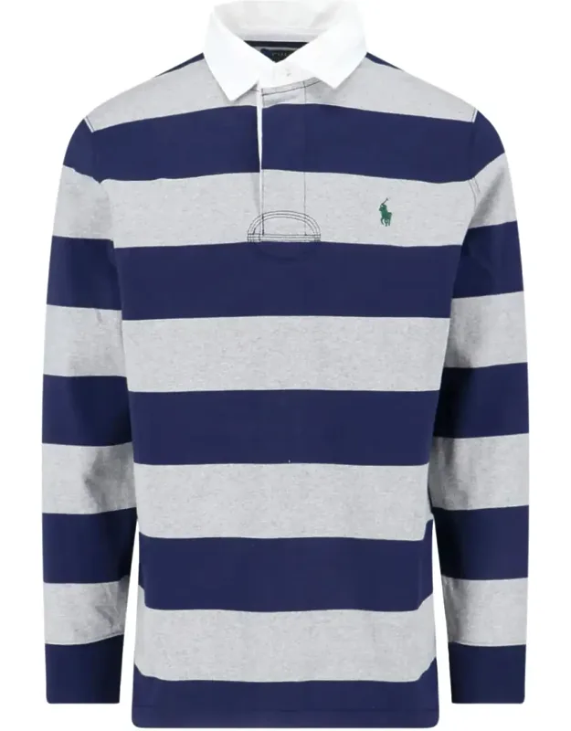 Rugby Shirt With Classic Collar And Logo Embroidery