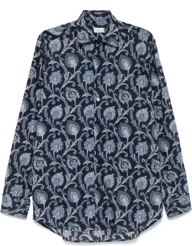 Shirt With Button Fastening And Straight-point Collar