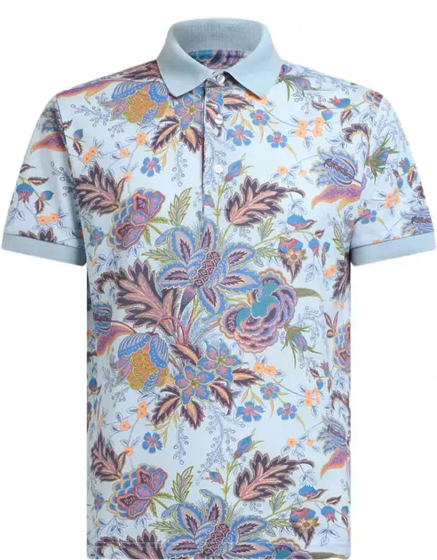 Sweater With All-over Floral Print And Polo Collar