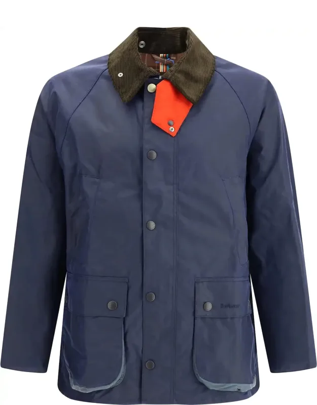 Waxed Jacket With A Corded Velvet Collar