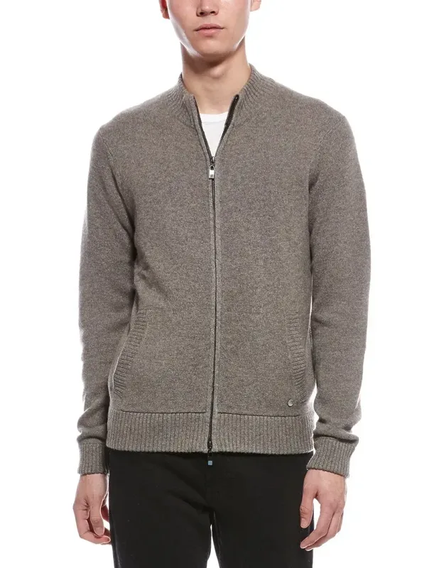 Full Zip Cashmere Mock Neck Cardigan