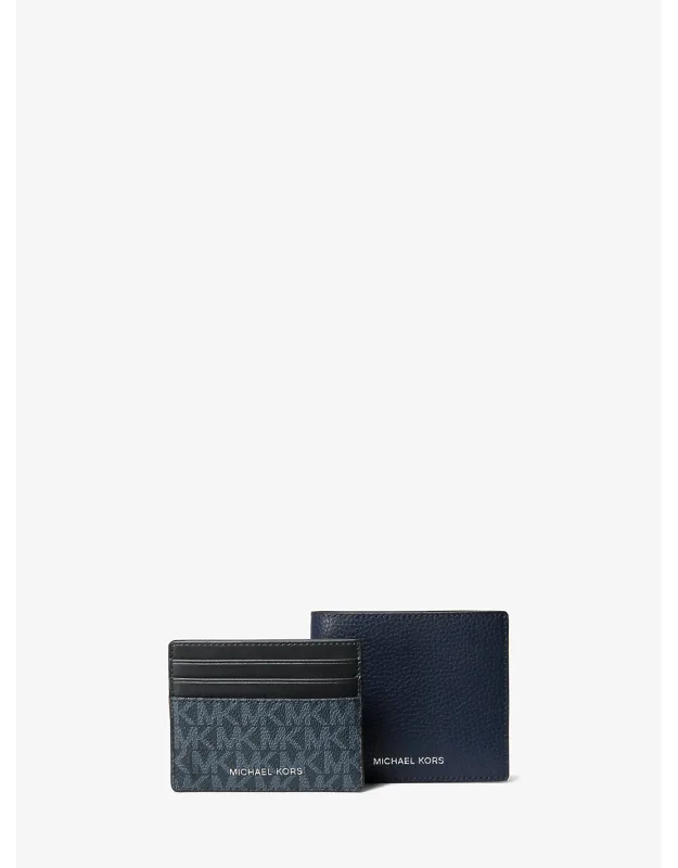 Pebbled Leather Billfold Wallet And Card Case Gift Set