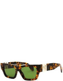 Sunglasses, Square Full Rim, Yellow Frame And Dark Grey Lens