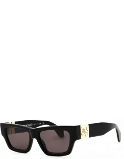 Sunglasses Square Full Rim, Yellow Frame And Dark Grey Lens