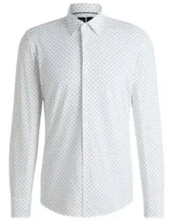 Slim-fit Shirt In Geometric-print Performance-stretch Fabric