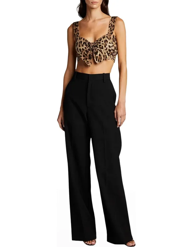 Leopard-print Bra Crop Top With Tie Front