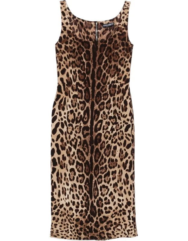 Animal-print Sleeveless Midi Dress