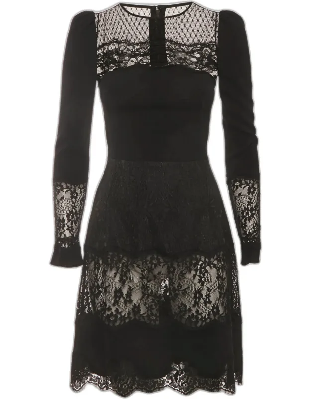 Brocade Mesh Floral Lace Sheath Mini Dress