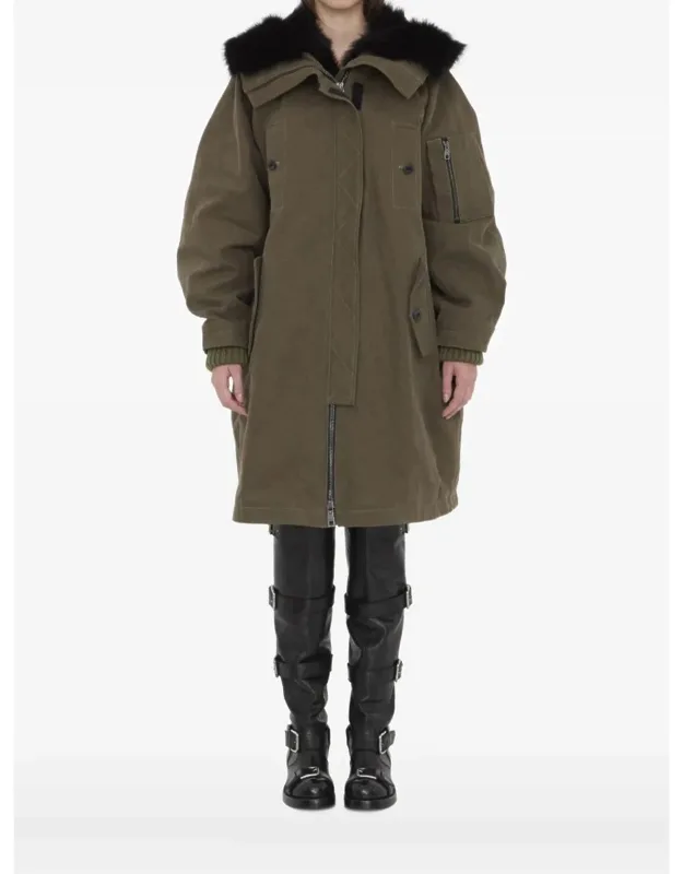 Padded Coat With Faux Fur Trim